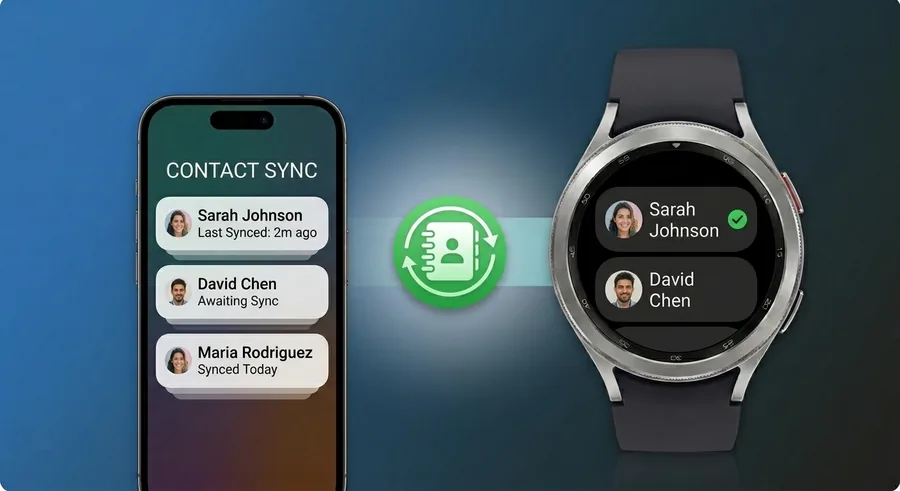 iPhone contacts synced to a Galaxy Watch with Lynio