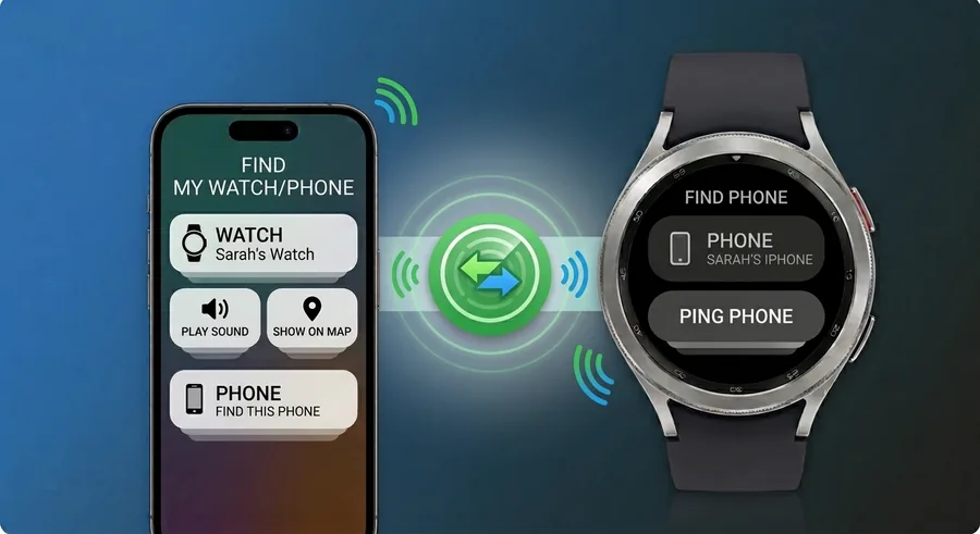 Find My Watch on iPhone and Find Phone on a Galaxy Watch